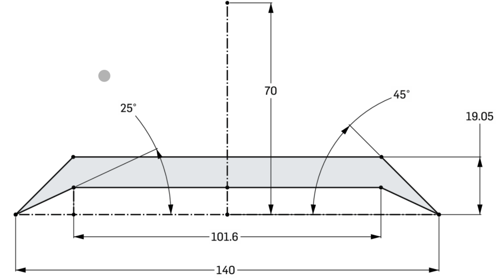 Technical drawing of profile for lower panels of the light.